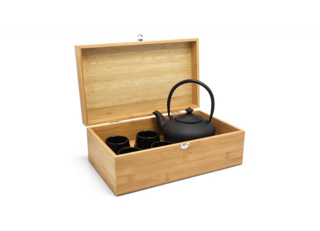 Set regalo caja bamboo Chengdu tetera+ 4 mug- negr