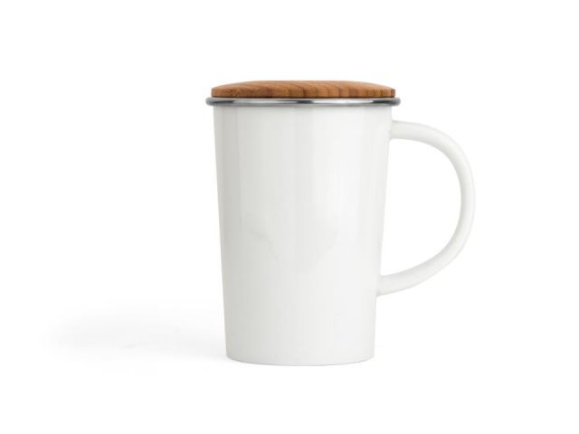 Mug té Bamboo 400ml, con filtro y tapa- blanco