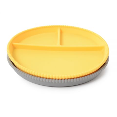 Set 2 platos silicona gris-amarillo