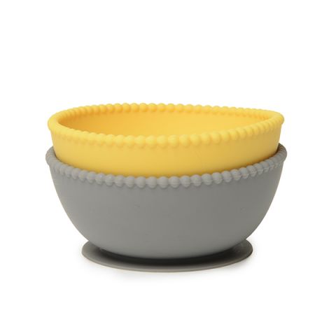 Set 2 bowl silicona gris-amarillo