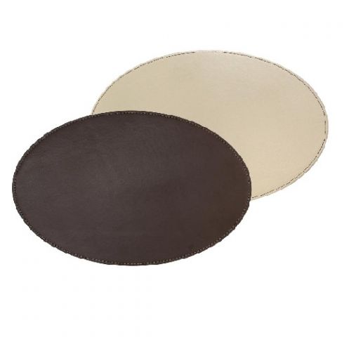 Mantel individual oval choco-crema 45x34cm