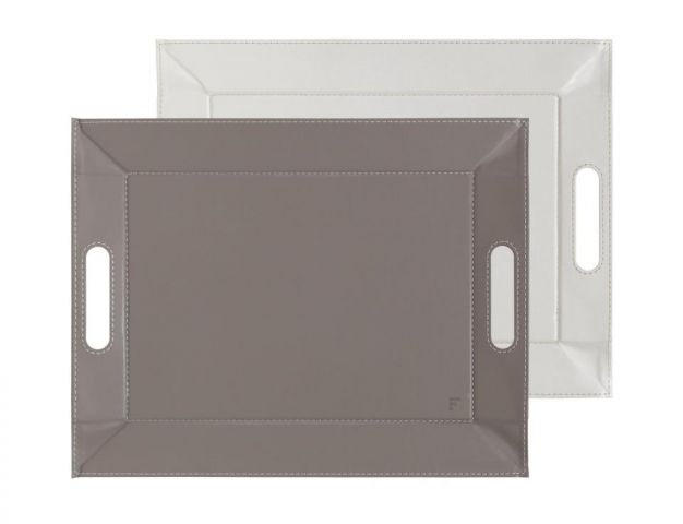 Bandeja pequeña rect. piedra-blanco 45x35cm