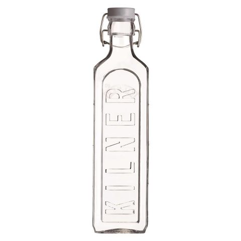 Botella de vidrio clip top c/indicador medida 1L