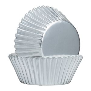 Set 32 moldes cupcake papel aluminio plata