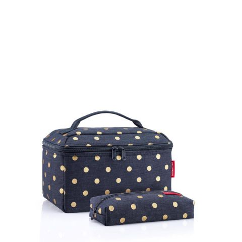 Beautycase set metallic dots blue