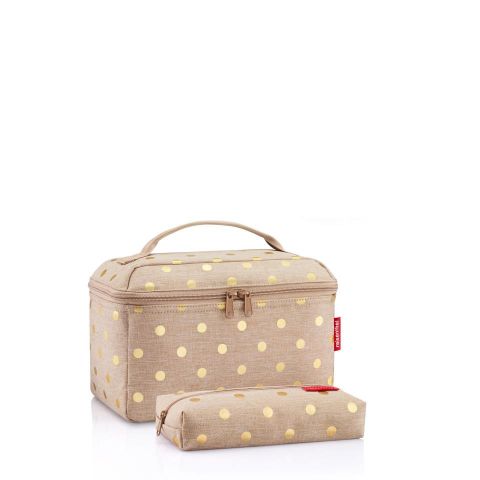 Beautycase set  metallic dots coffee