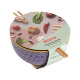 Bowl gres noodle 16cm+palillos bamboo 24cm