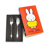 Cuchara y tenedor Miffy acero inox.