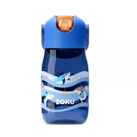 Botella niños c/pajita Azul Tiburón- 415ml