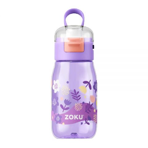 Botella ZOKU flip niños 475ml- flores púrpura